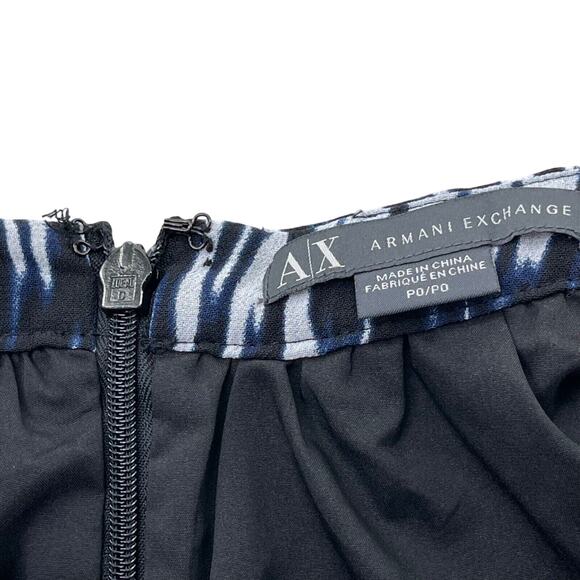 A/X Armani Exchange Skirt Size 0P Navy White Print Chiffon Short Mini Flounce - Picture 5 of 8
